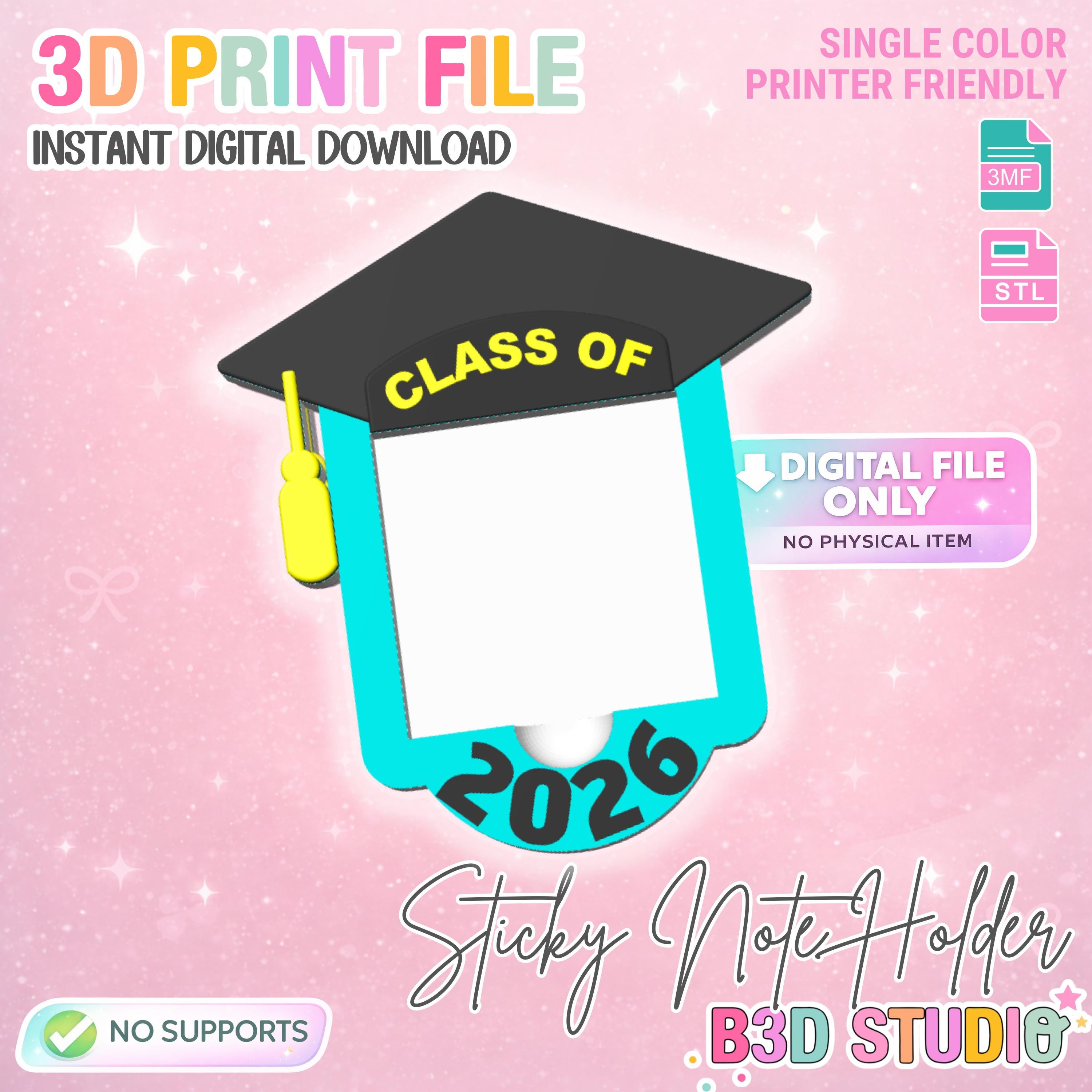 Graduation Sticky Note Graduation Sticky Note Holder: 3D Print Desk Organizer (STL/3MF File ...