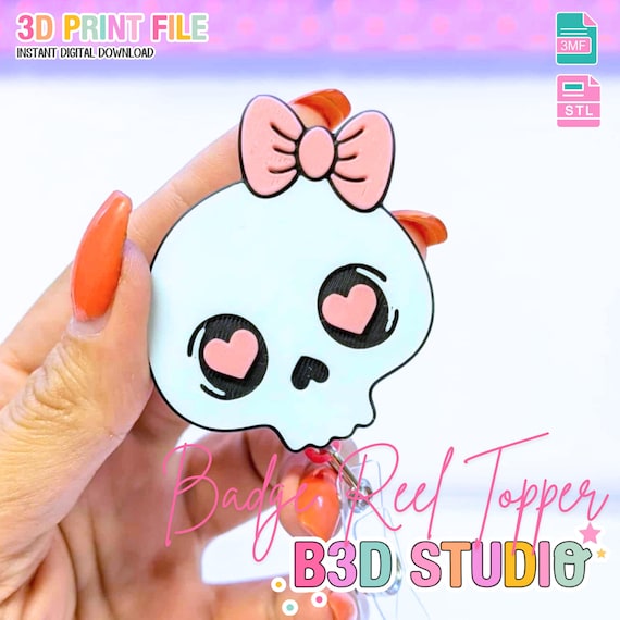 Skull Bow Flat Back Topper 3D Print File (STL & 3MF Digital Download)