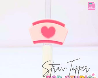 Nurse Hat Straw Topper 3D Print File (STL & 3MF Digital Download) 8mm + 10mm Sizes