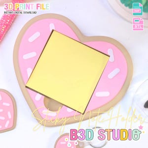 Sugar Cookie Sticky Note Holder STL + 3MF: 3D Print Desk Organizer (Digital Download