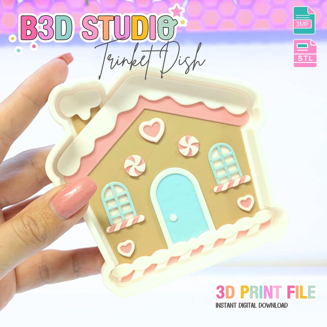 Gingerbread House Trinket Dish 3D Print File (STL & 3MF) - Etsy