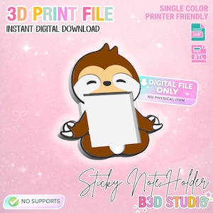 Sloth Sticky Note Holder STL – 3D Printable Desk Organizer (Digital Download)