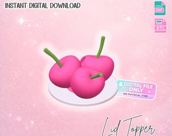 Archivo de impresión 3D para tapa de cerezas y adorno para taza (descarga digital STL y 3MF)