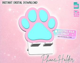 Dog Paw Phone Holder 3D Print File: Fun Desk Decor (STL/3MF Digital Download)