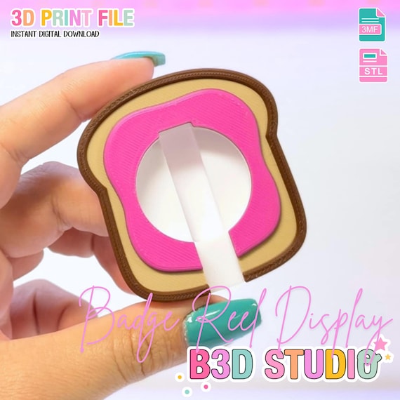 Toast Badge Reel Holder: 3D Printed Design - Belt & Alligator Clip (Digital Download)