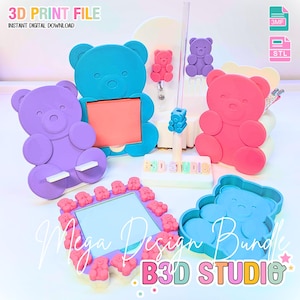 Gummibär 3D-utskriftsfil Mega Design Bundle: Skrivbordsorganisatör (STL & 3MF digital nedladdning)