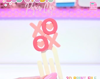 XO Hugs and Kisses Paper Clip 3D Print File (STL & 3MF Digital Download)