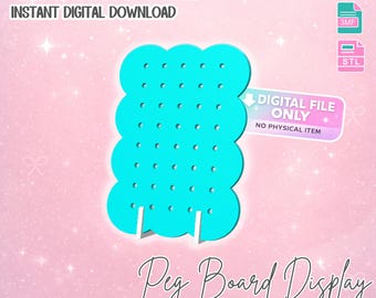 レトロな長方形ペグボードキーホルダーディスプレイスタンドの3Dプリントファイル（STLおよび3MFデジタルダウンロード）