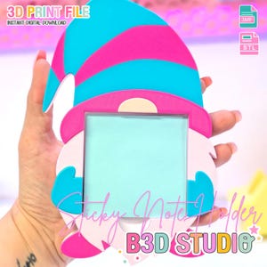 Gnome Sticky Note Holder 3D Print File: Desk Organizer (STL & 3MF Digital Download
