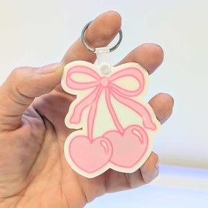 Cherry Hearts Bow NFC Keychain STL/3MF Digital File Download