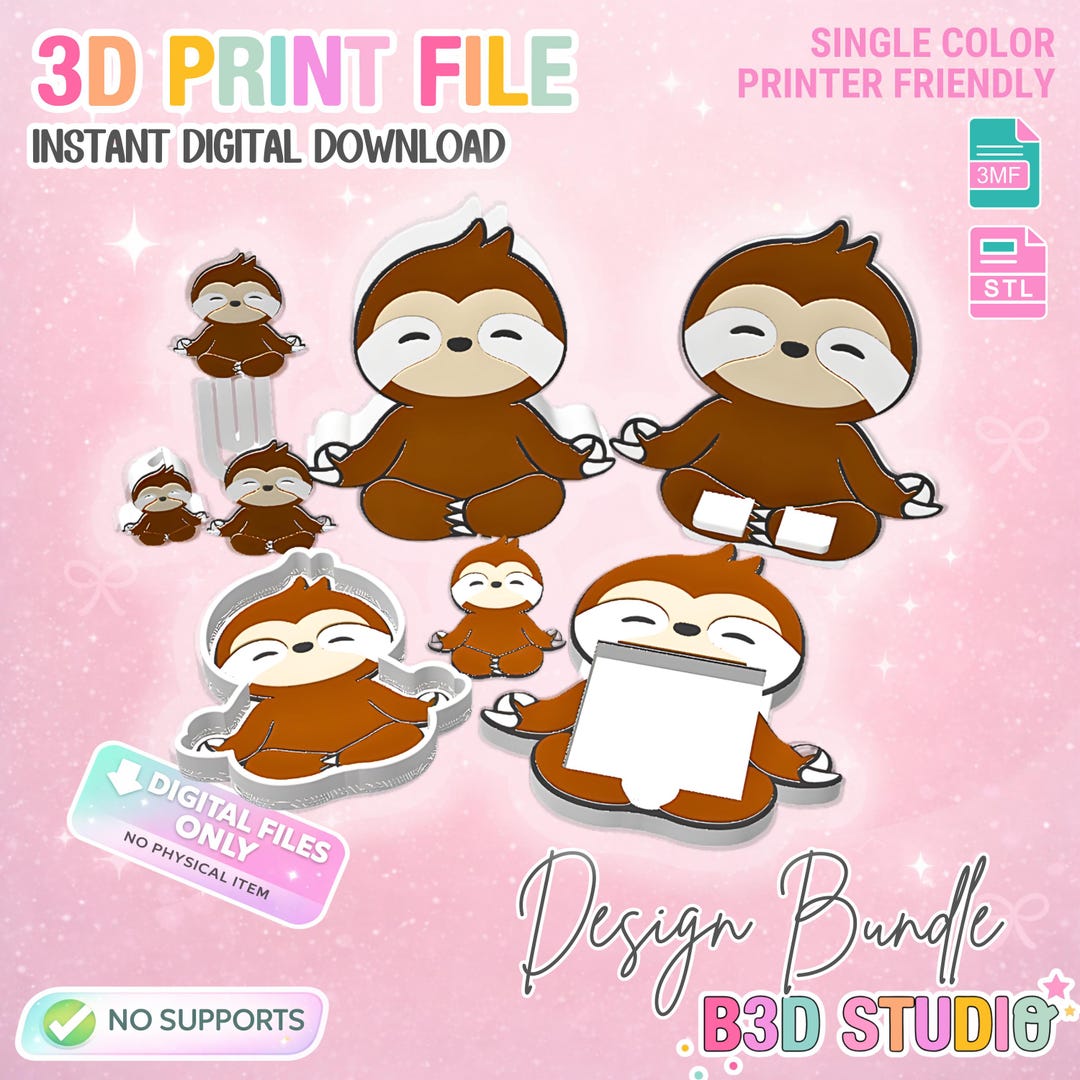 Sloth Printers Sloth 3D Print File Bundle (STL & 3MF Digital Download) - Etsy