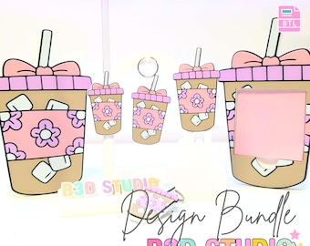 Iced Coffee 3D Print File Bundle: Pen Holder, Trinket Dish (STL & 3MF Digital Download)