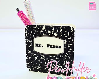 Editable Composition Pen Holder: 3D Print STL & 3MF File (Digital Download)