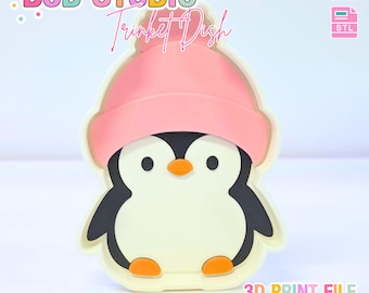 Plato porta-baratijas con forma de pingüino, archivo para impresión 3D, descarga digital (archivos STL y 3MF)