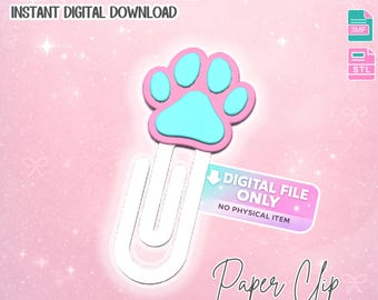Dog Paw Paper Clip 3D Print File (STL & 3MF Digital Download)