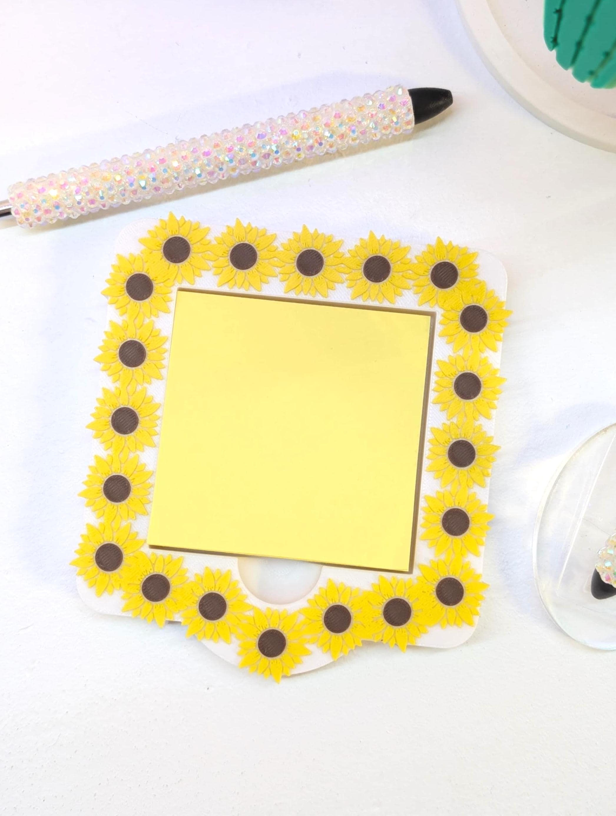 Sunflowers Sticky Note Holder STL + 3MF File: 3D Print File Desk ...