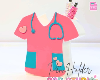 Scrub Top Pen Holder 3D Printable: Desk Decor (STL + 3MF File)