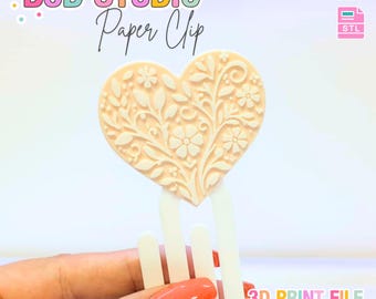 Heart Motif Paper Clip 3D Print File (STL & 3MF Digital Download)