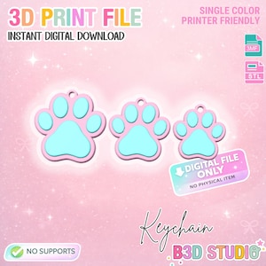 Paw Print NFC Keychain STL/3MF File: 3D Print Pet Tag