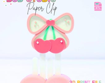 Cherry Bow Heart Paper Clip 3D Print File (STL & 3MF Digital Download)