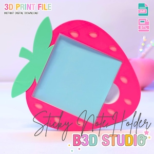 Strawberry Sticky Note Holder: 3D Printable Desk Organizer (STL/3MF File Included