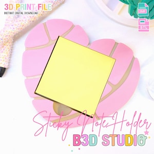 Concha Heart Sticky Note Holder: 3D Printable Desk Organizer (STL/3MF File Included