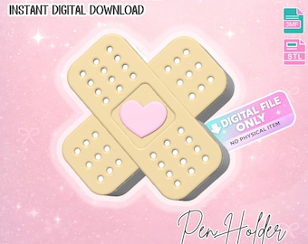 Heart Bandage Pen Holder: 3D Print STL & 3MF File (Digital Download)