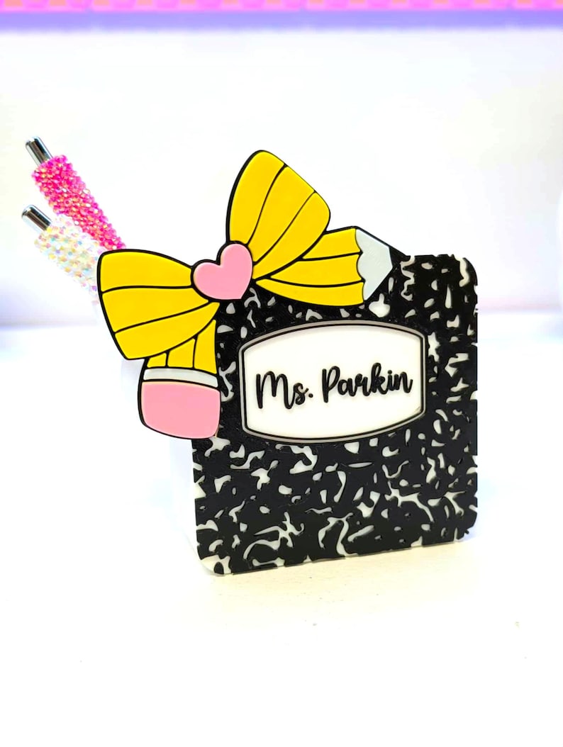 Editable Pencil Bow Pen Holder: 3D Print STL & 3MF File (Digital Download) image 2
