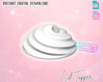 Whipped Topping Lid Topper V2 – Cup Topper 3D Print File (STL & 3MF Digital Download)