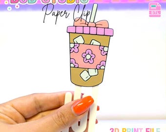 Iced Coffee Paper Clip 3D Print File (STL & 3MF Digital Download)