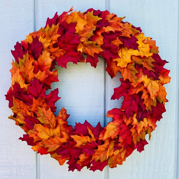 Fall Maple Wreath, Autumn Wreath, Fall Leaf Wreath, Fall Leaves Decor, Fall Front Door, Orange Fall Wreath, Fall Decor, Fall Farmhouse