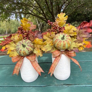 Fall Centerpiece, Pumpkin Centerpiece, Autumn Centerpiece, Fall Mason Jar, Pumpkin Decoration, Fall Decor, Fall Table scape