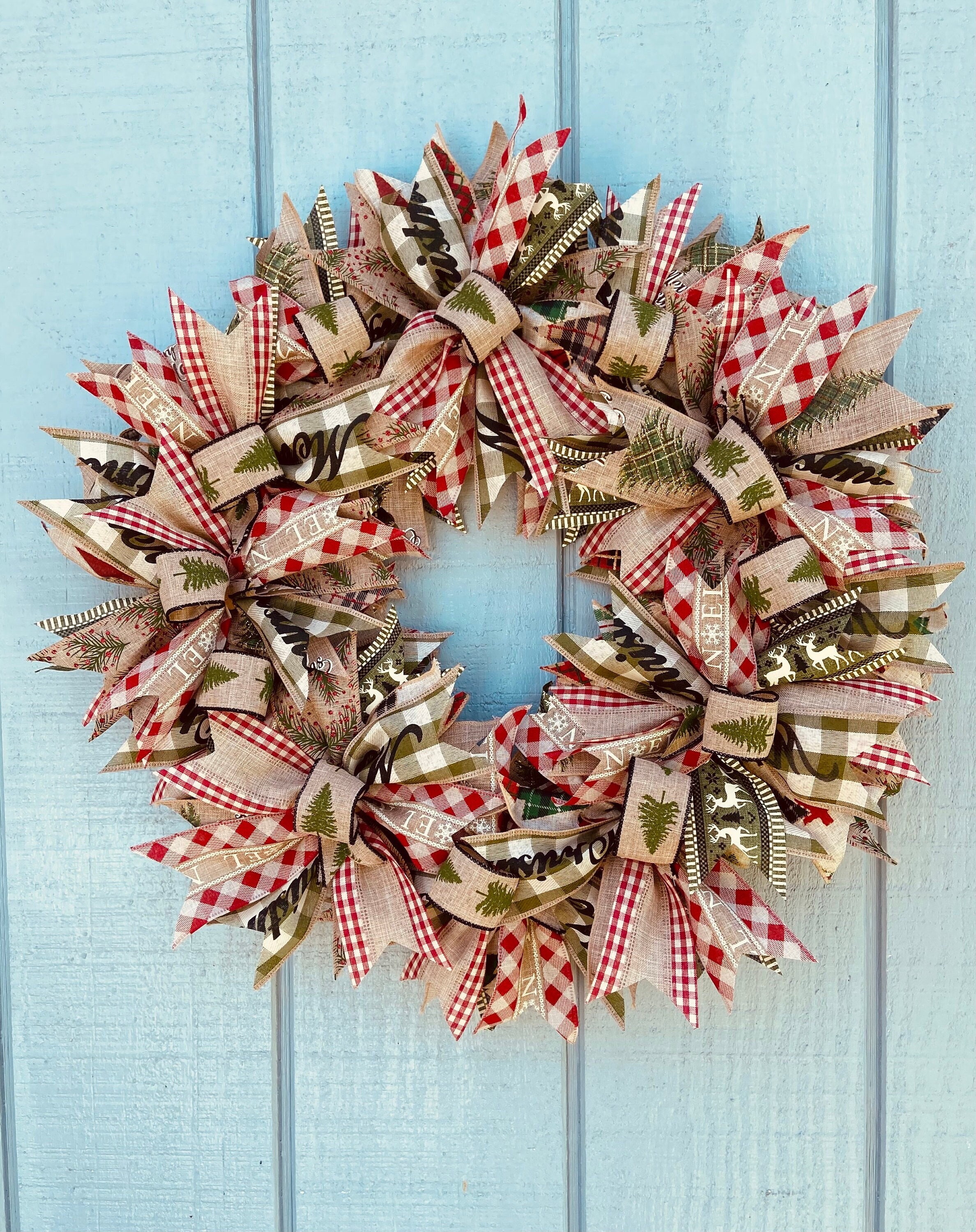 Christmas Checker Wreath Christmas Wreath Red and Green Etsy