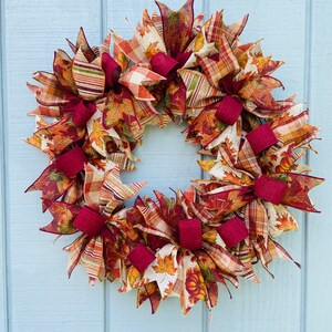 Fall Wreath, Fall Front Door Wreath, Fall Leaf Wreath, Burgundy Fall Wreath, Orange Fall Wreath, Fall Decor, Fall Porch Decor,