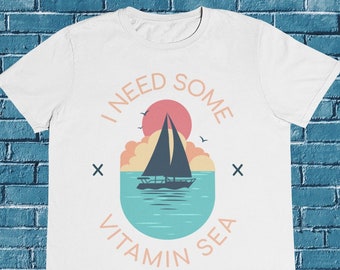 Camiseta Vitamin Sea: Divertida camiseta con gráfico de vacaciones, 100 % algodón