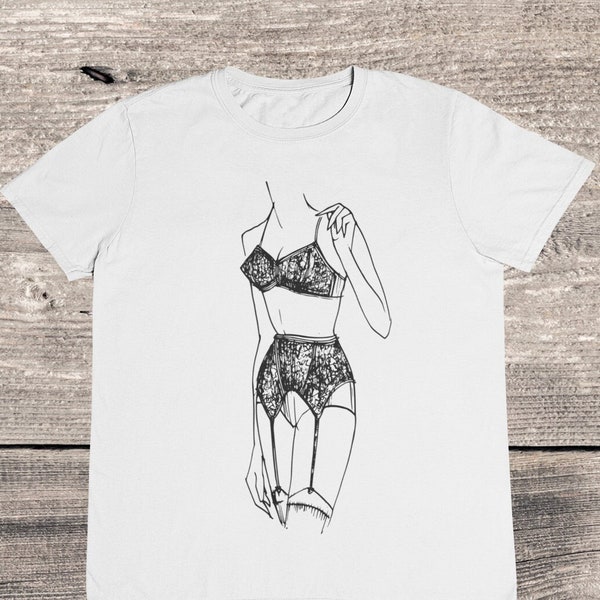 Vintage Women's Lingerie T shirt / 60's Underwear / 60's Lingerie T shirt / Retro Bra / %100 Cotton