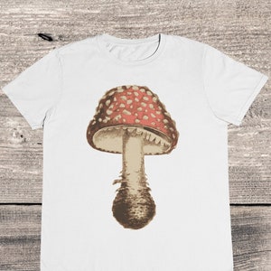 Vintage Mushroom Drawing T shirt / Mushroom Illustration / Retro Mushroom / %100 Cotton