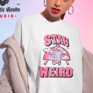 Psychedelic &#39;Stay Weird&#39; T-shirt: Trippy Rave Fashion