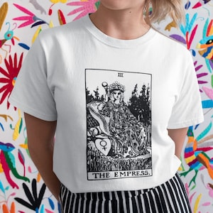 La T shirt dei Tarocchi dell'Imperatrice / T shirt esoterica / Tarocchi / Bianco e nero