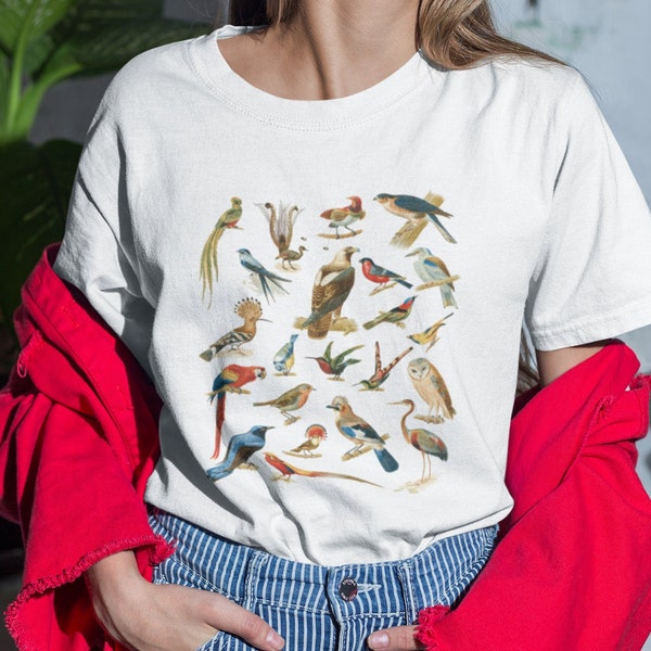 Encyclopaedia Birds T Shirt - British Birds - Indie Shirt - Aesthetic T shirt - Garden Birds