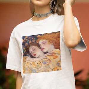 Gustav Klimt Art Drawing T Shirt / The Kiss / Death and Life/ Klimt T shirt / %100 Premium Cotton