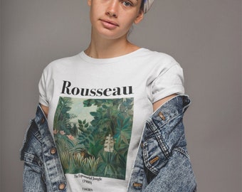 アンリ・ルソー Tシャツ：赤道ジャングルアート、ユニセックスコットン