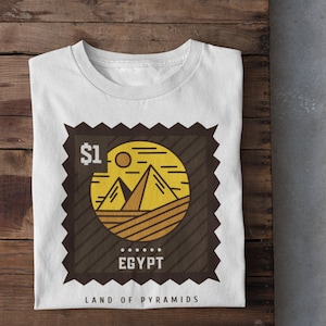 Pyramids Stamp T-Shirt: Egypt Souvenir Tee