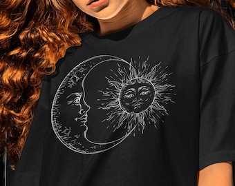 The Moon And The Sun T shirt / Crescent And Sun T shirt / %100 Premium Cotton