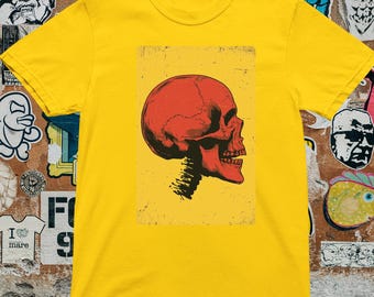 Vintage Red Skull T Shirt – Gothic Retro Grunge Graphic Tee – Horror