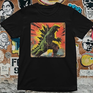 Retro Godzilla T-Shirt Vintage Monster Film Grafik Tee, Kaiju Japaner