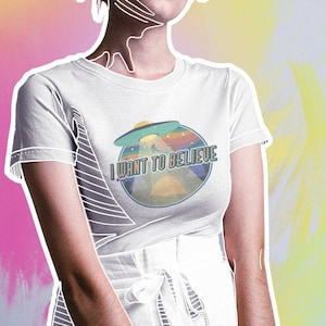 I Want To Believe T-shirt: UFO Mulder Scully Graphic, 100% Cotton
