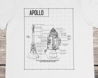 Apollo Blueprint T shirt / Nasa T shirt / Space / Spaceship Blueprint / Neil Armstrong T shirt / Buzz Aldrin / Pete Conrad / Alan Shepard