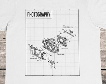 Camera Blueprint / Photography T shirt /  Tripod