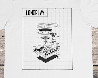 Record Player Blueprint T shirt / Vinyl Record Player Blueprint T shirt / Turntable Blueprint T shirt / Rock Jazz T shirt / %100 Cotton